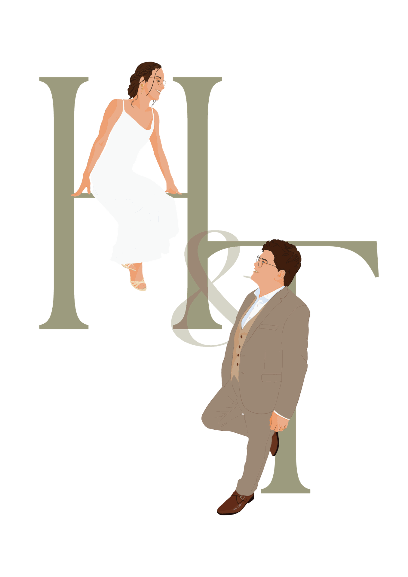 custom, gepersonaliseerde huwelijksillustratie